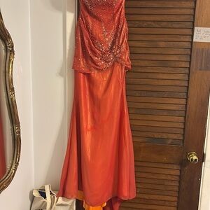 Strapless Orange Strapless Dress